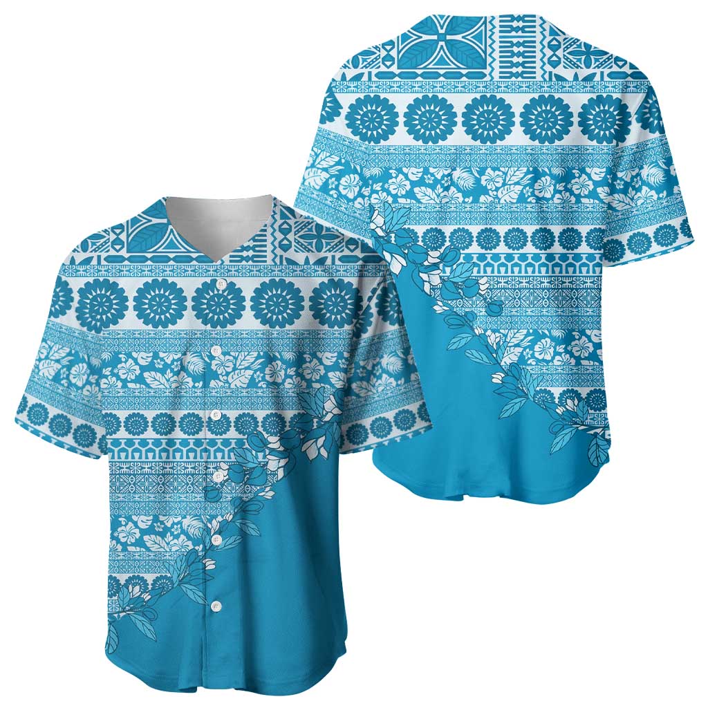 Fiji Marau na Kerisimasi Baseball Jersey Aqua Tagimoucia Tapa Masi Tribal LT9 - Polynesian Pride