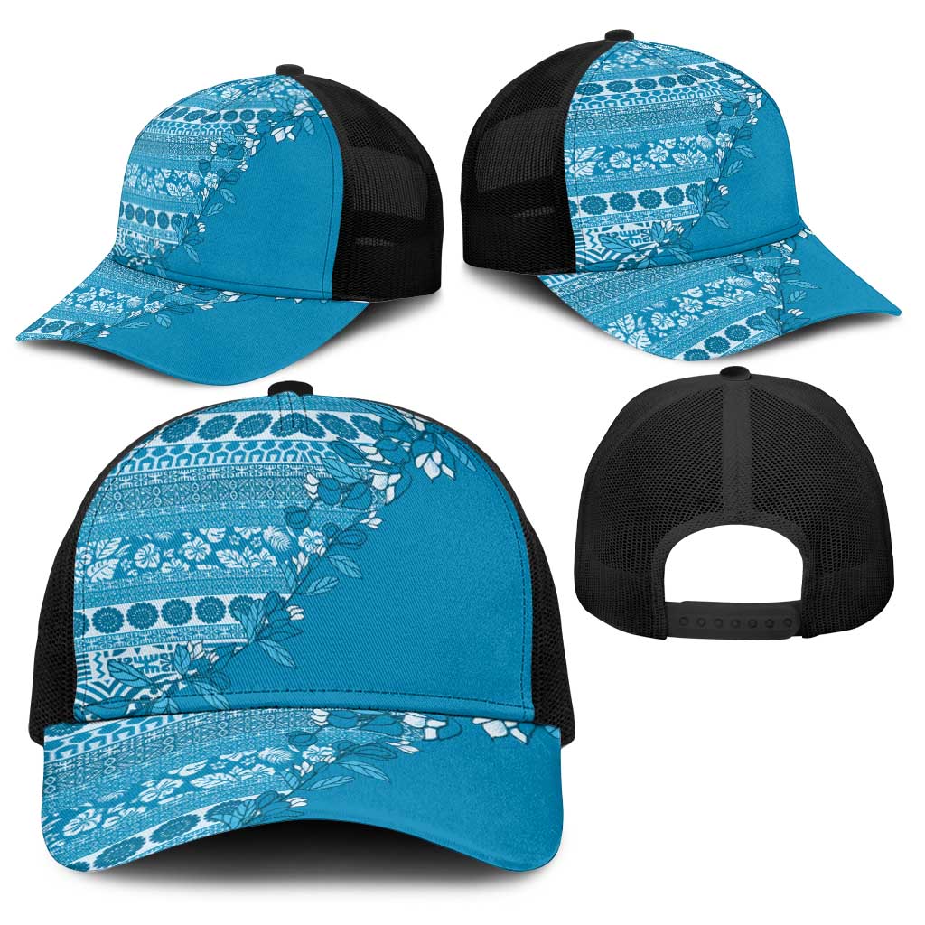 Fiji Marau na Kerisimasi Baseball Net Cap Aqua Tagimoucia Tapa Masi Tribal - Polynesian Pride