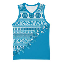 Fiji Marau na Kerisimasi Basketball Jersey Aqua Tagimoucia Tapa Masi Tribal LT9 Unisex Aqua - Polynesian Pride