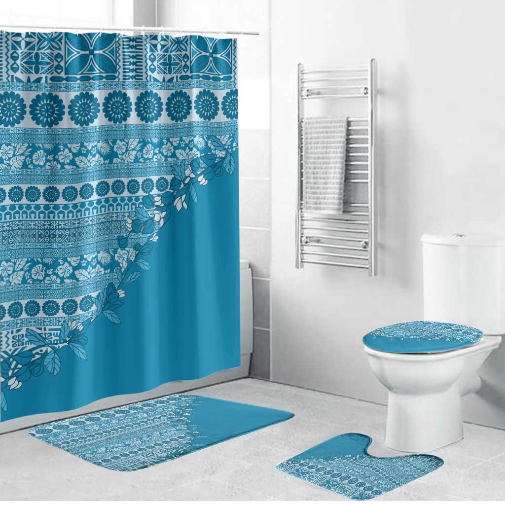 Fiji Marau na Kerisimasi Bathroom Set Aqua Tagimoucia Tapa Masi Tribal - Polynesian Pride