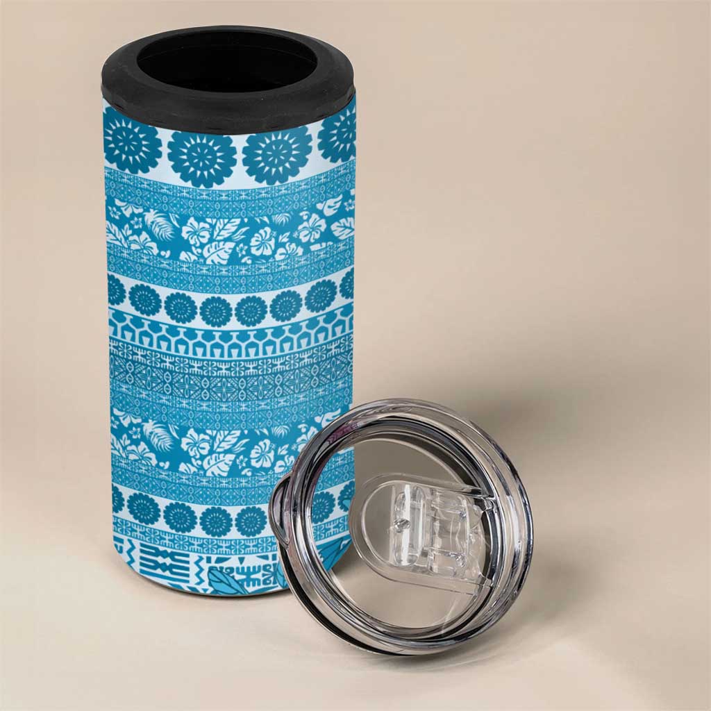 Fiji Marau na Kerisimasi 4 in 1 Can Cooler Tumbler Aqua Tagimoucia Tapa Masi Tribal LT9 - Polynesian Pride