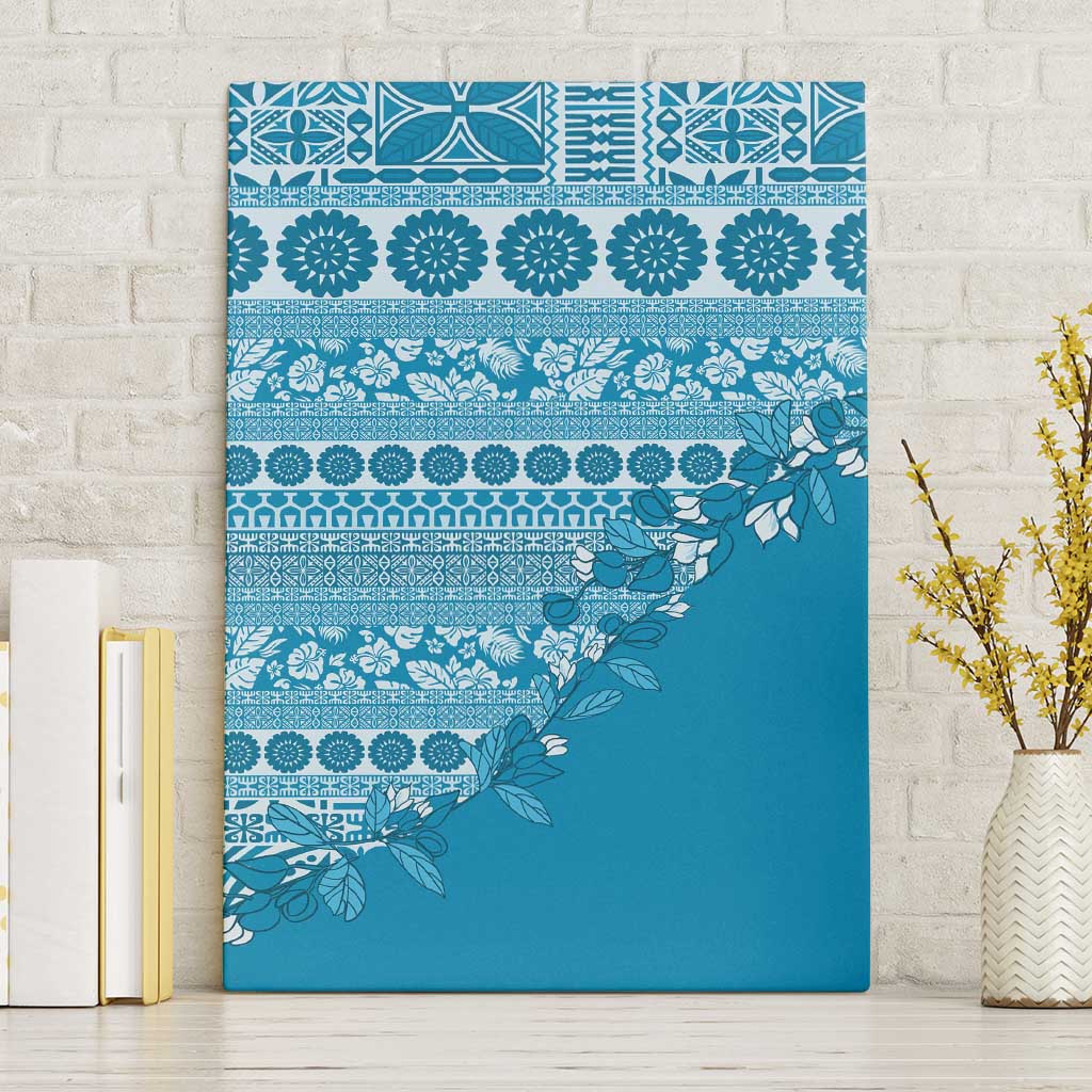 Fiji Marau na Kerisimasi Canvas Wall Art Aqua Tagimoucia Tapa Masi Tribal LT9 Without Frame Aqua - Polynesian Pride