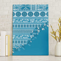 Fiji Marau na Kerisimasi Canvas Wall Art Aqua Tagimoucia Tapa Masi Tribal LT9 Without Frame Aqua - Polynesian Pride