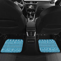 Fiji Marau na Kerisimasi Car Mats Aqua Tagimoucia Tapa Masi Tribal LT9 Set 2pcs - Back Aqua - Polynesian Pride