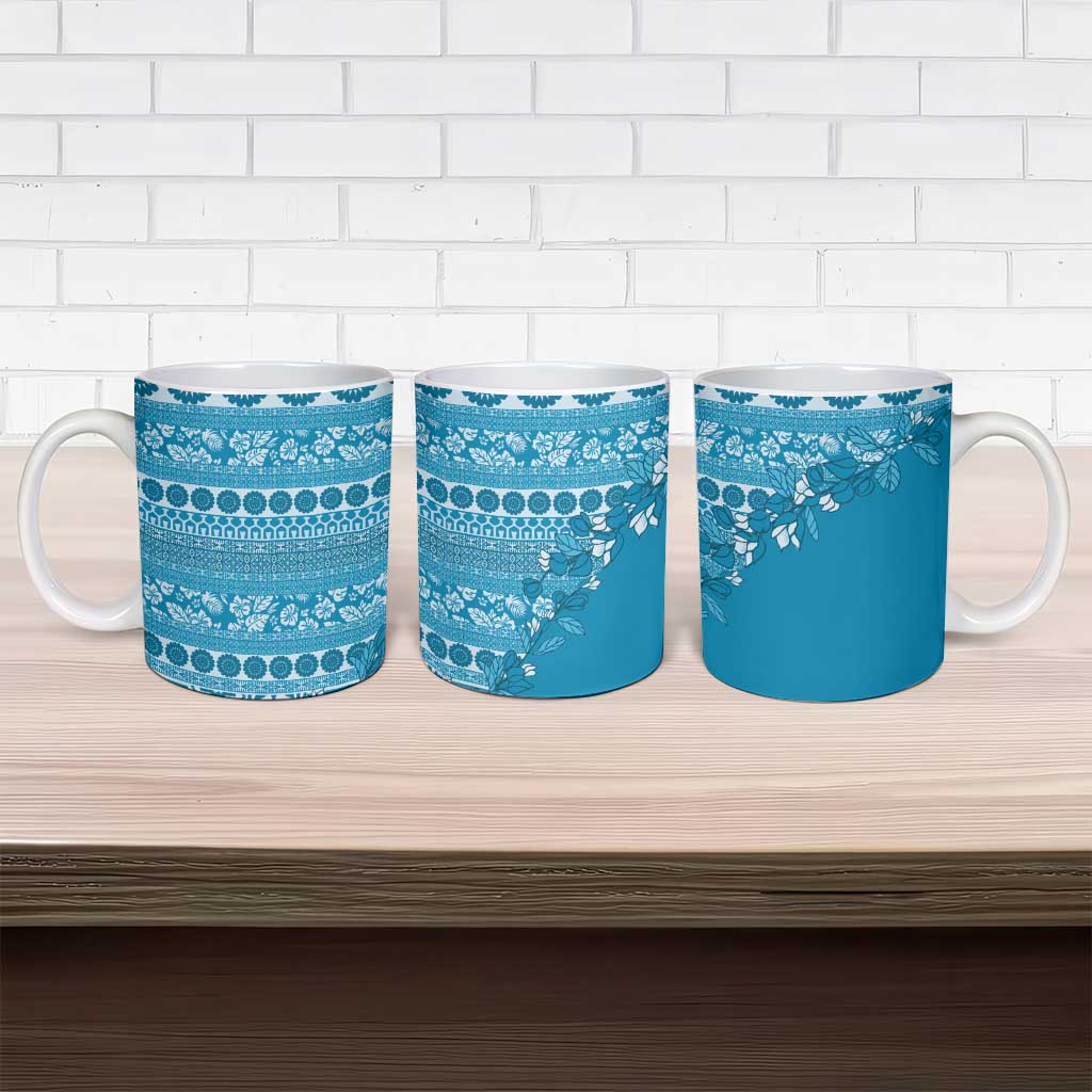 Fiji Marau na Kerisimasi Ceramic Mug Aqua Tagimoucia Tapa Masi Tribal - Polynesian Pride