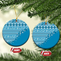 Fiji Marau na Kerisimasi Ceramic Ornament Aqua Tagimoucia Tapa Masi Tribal - Polynesian Pride