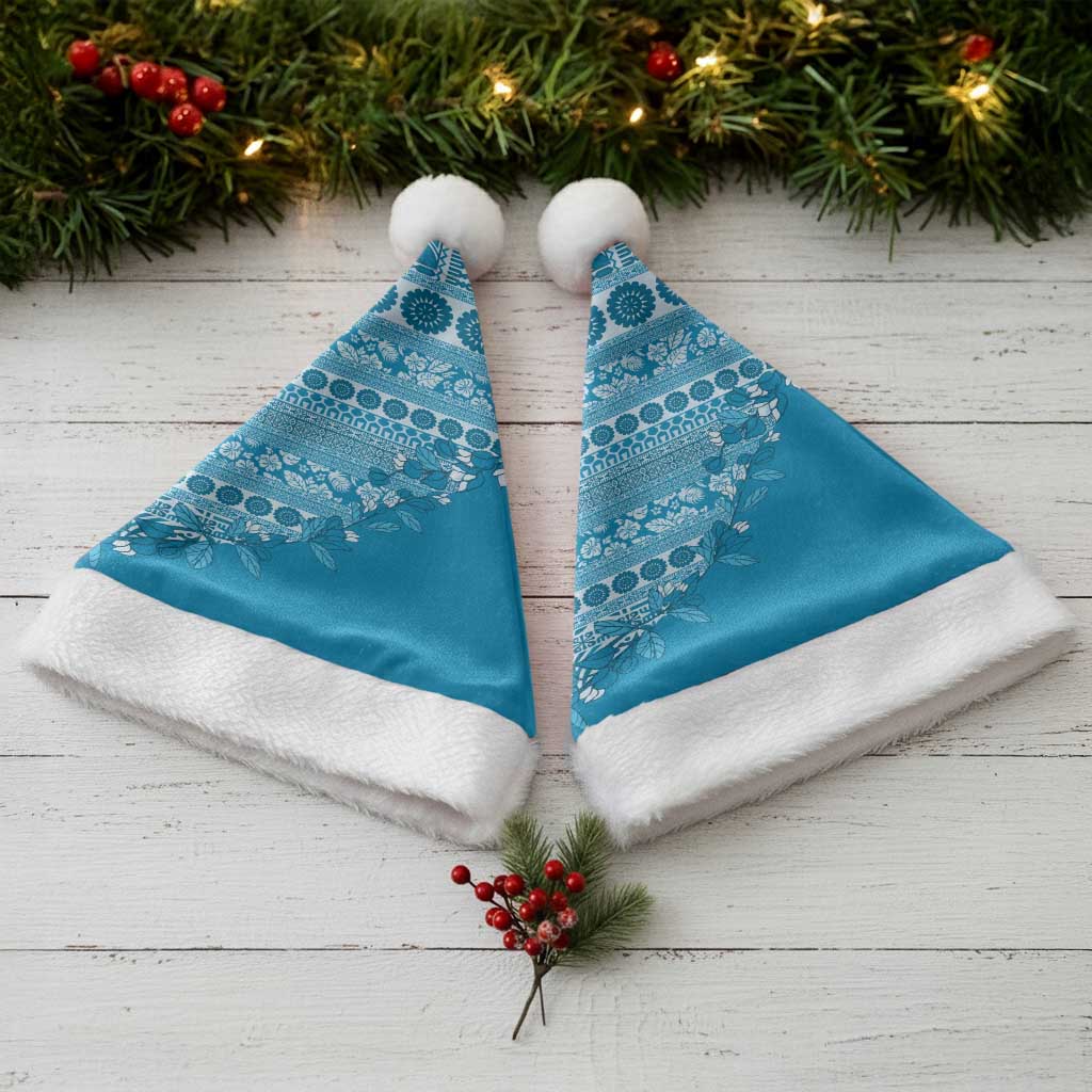 Fiji Marau na Kerisimasi Christmas Santa Hat Aqua Tagimoucia Tapa Masi Tribal LT9 - Polynesian Pride