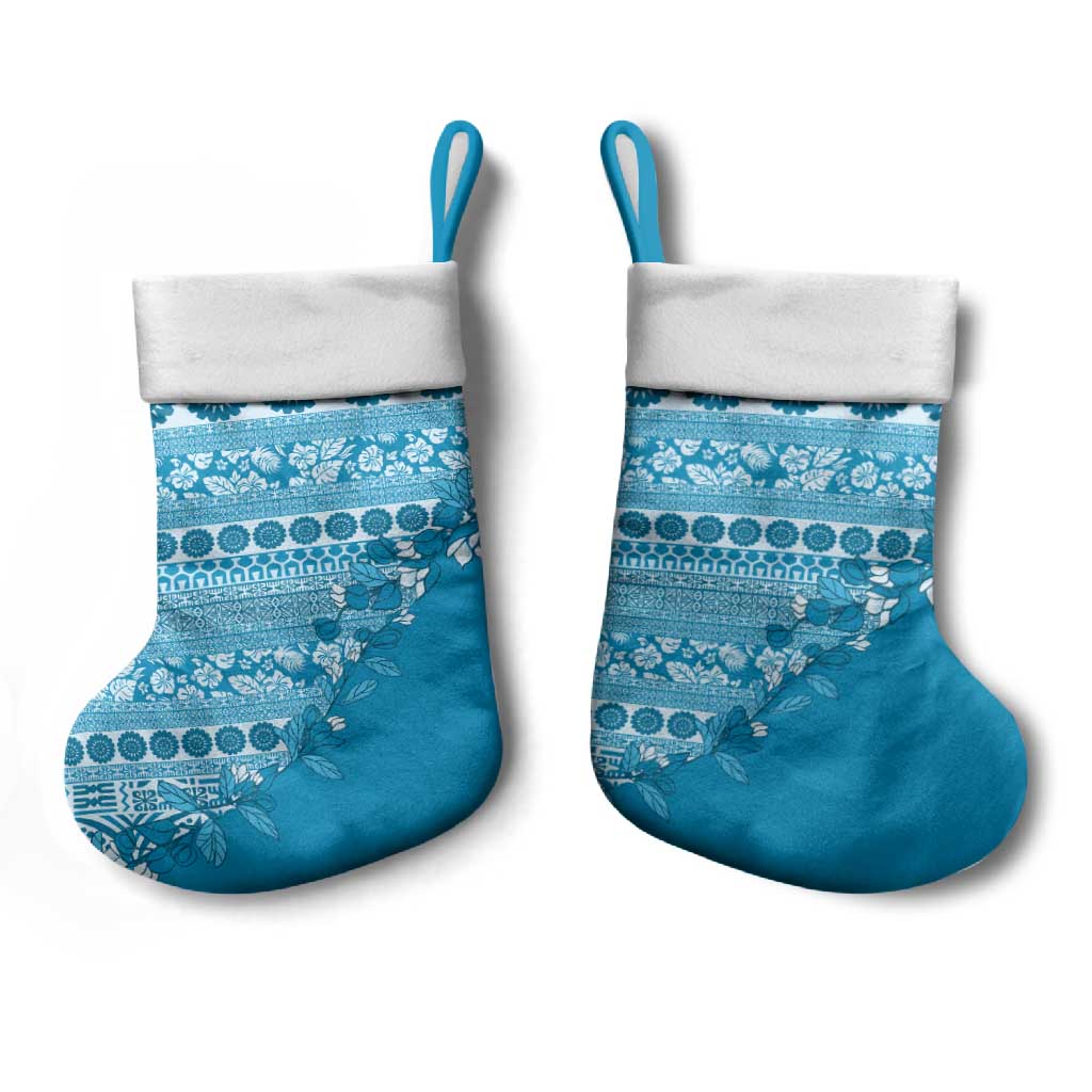Fiji Marau na Kerisimasi Christmas Stocking Aqua Tagimoucia Tapa Masi Tribal LT9 - Polynesian Pride
