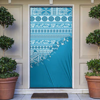 Fiji Marau na Kerisimasi Door Cover Aqua Tagimoucia Tapa Masi Tribal LT9 Aqua - Polynesian Pride