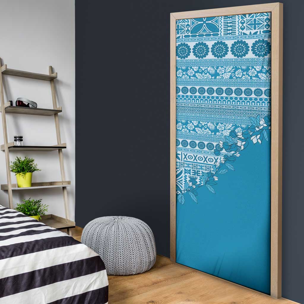 Fiji Marau na Kerisimasi Door Cover Aqua Tagimoucia Tapa Masi Tribal LT9 - Polynesian Pride