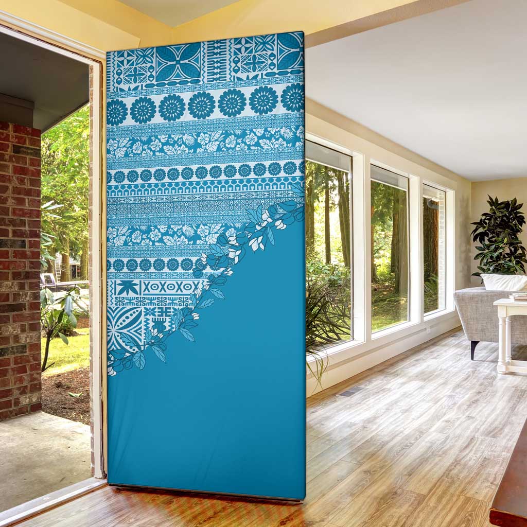 Fiji Marau na Kerisimasi Door Cover Aqua Tagimoucia Tapa Masi Tribal LT9 - Polynesian Pride