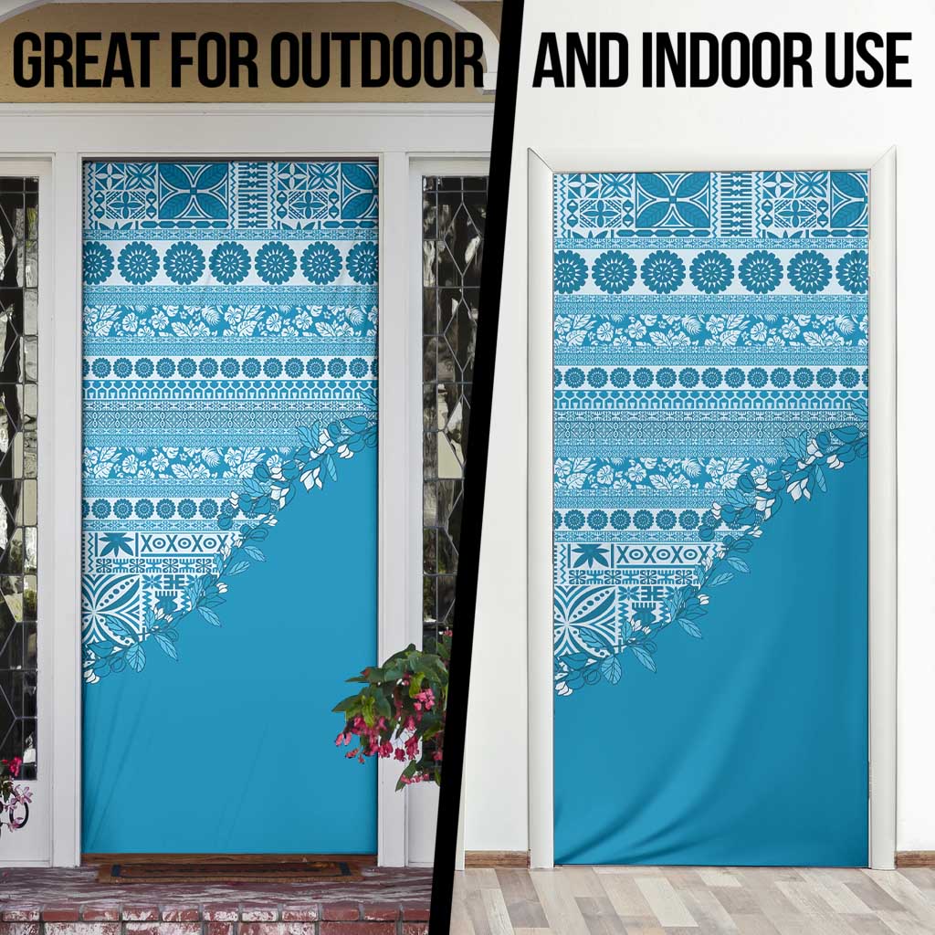 Fiji Marau na Kerisimasi Door Cover Aqua Tagimoucia Tapa Masi Tribal LT9 - Polynesian Pride