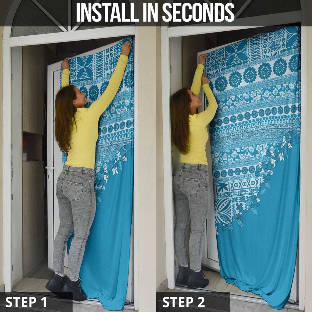 Fiji Marau na Kerisimasi Door Cover Aqua Tagimoucia Tapa Masi Tribal LT9 - Polynesian Pride