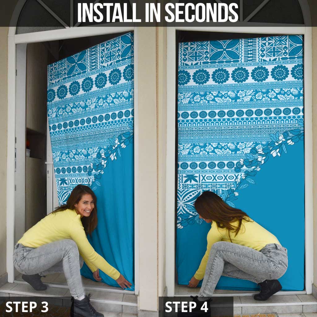 Fiji Marau na Kerisimasi Door Cover Aqua Tagimoucia Tapa Masi Tribal LT9 - Polynesian Pride