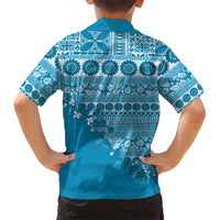 Fiji Marau na Kerisimasi Family Matching Mermaid Dress and Hawaiian Shirt Aqua Tagimoucia Tapa Masi Tribal LT9 - Polynesian Pride