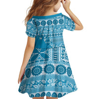 Fiji Marau na Kerisimasi Family Matching Off Shoulder Maxi Dress and Hawaiian Shirt Aqua Tagimoucia Tapa Masi Tribal LT9 - Polynesian Pride