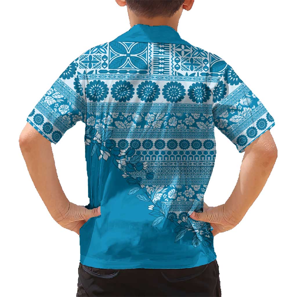 Fiji Marau na Kerisimasi Family Matching Puletasi and Hawaiian Shirt Aqua Tagimoucia Tapa Masi Tribal LT9 - Polynesian Pride