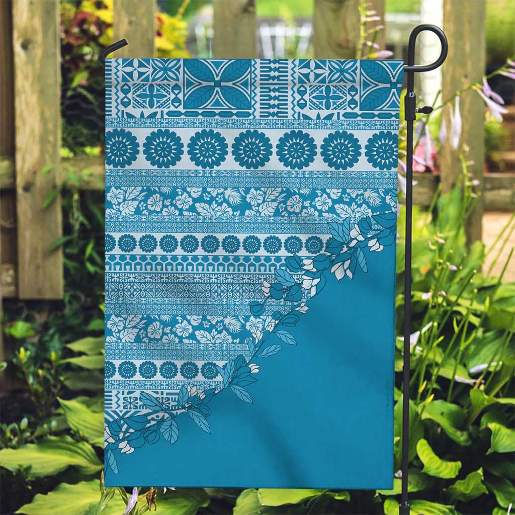 Fiji Marau na Kerisimasi Garden Flag Aqua Tagimoucia Tapa Masi Tribal LT9 Garden Flag Aqua - Polynesian Pride