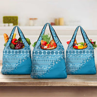 Fiji Marau na Kerisimasi Grocery Bag Aqua Tagimoucia Tapa Masi Tribal LT9 3-pack One Size Aqua - Polynesian Pride