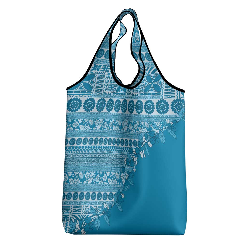 Fiji Marau na Kerisimasi Grocery Bag Aqua Tagimoucia Tapa Masi Tribal LT9 - Polynesian Pride