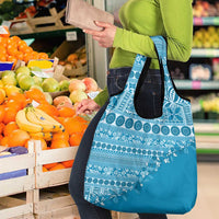 Fiji Marau na Kerisimasi Grocery Bag Aqua Tagimoucia Tapa Masi Tribal LT9 - Polynesian Pride