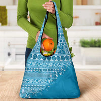 Fiji Marau na Kerisimasi Grocery Bag Aqua Tagimoucia Tapa Masi Tribal LT9 - Polynesian Pride