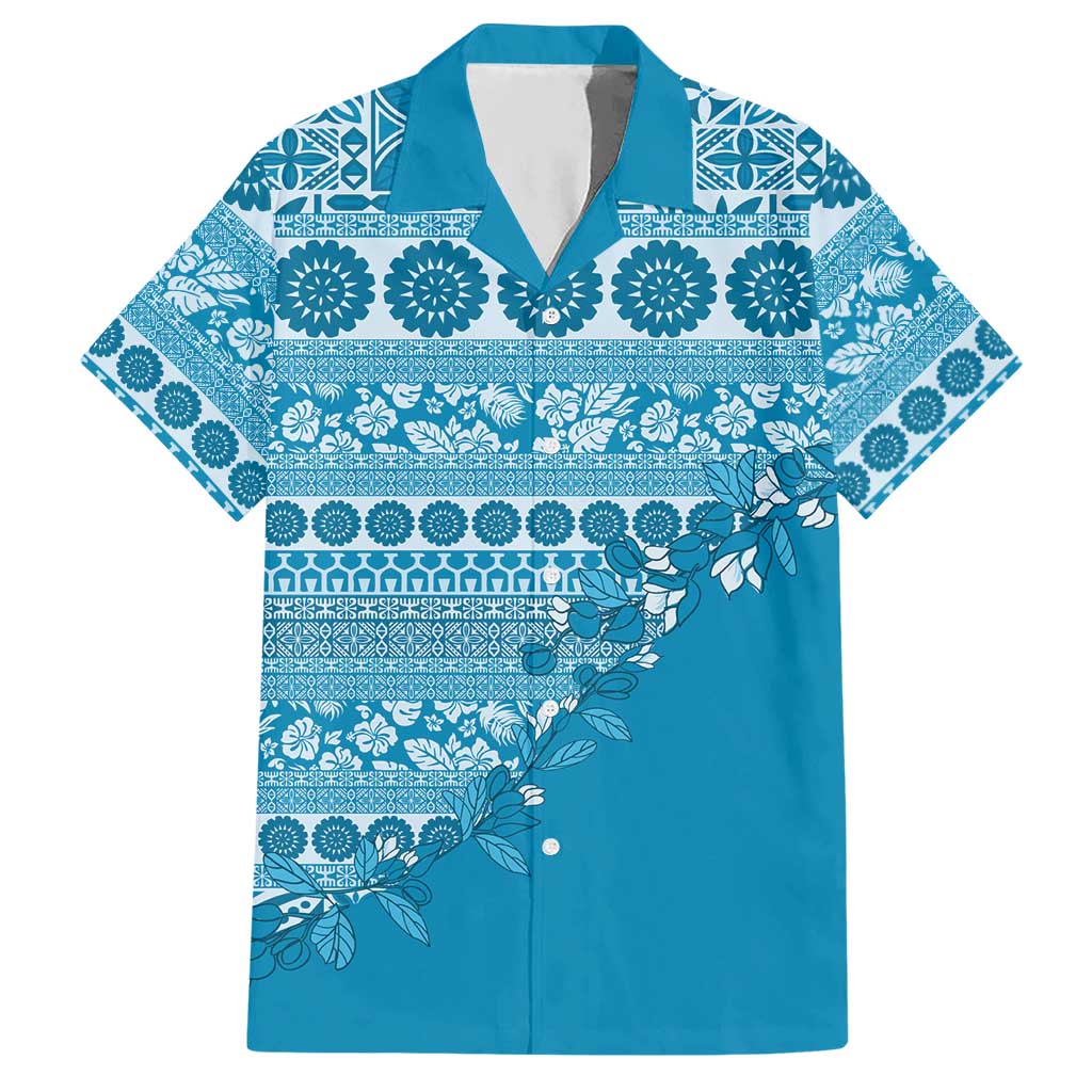 Fiji Marau na Kerisimasi Hawaiian Shirt Aqua Tagimoucia Tapa Masi Tribal LT9 Aqua - Polynesian Pride