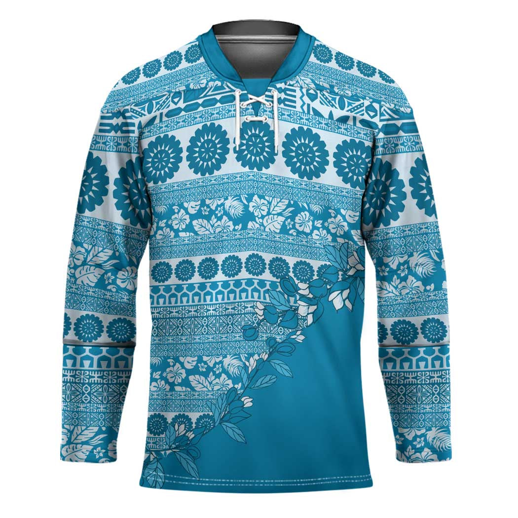Fiji Marau na Kerisimasi Hockey Jersey Aqua Tagimoucia Tapa Masi Tribal LT9 Unisex Aqua - Polynesian Pride