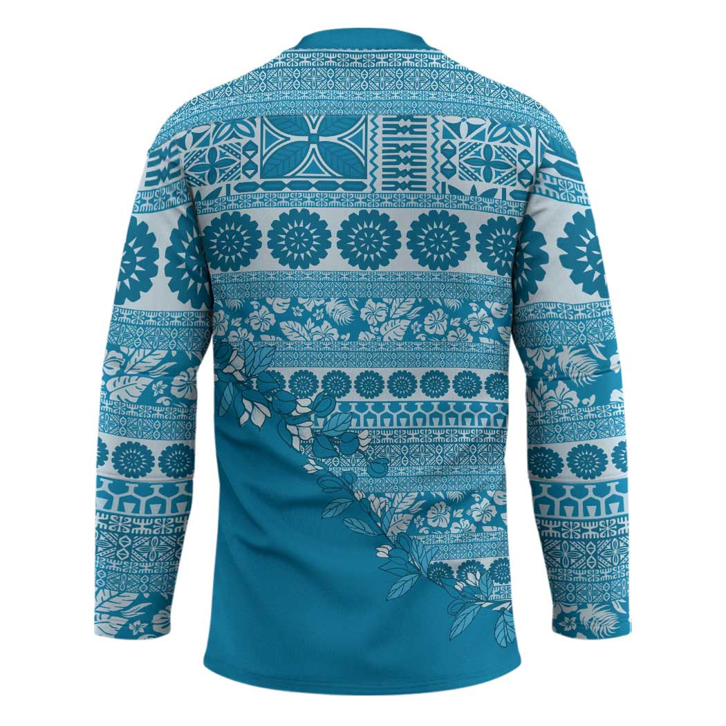Fiji Marau na Kerisimasi Hockey Jersey Aqua Tagimoucia Tapa Masi Tribal LT9 - Polynesian Pride