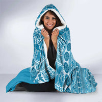 Fiji Marau na Kerisimasi Hooded Blanket Aqua Tagimoucia Tapa Masi Tribal LT9 - Polynesian Pride