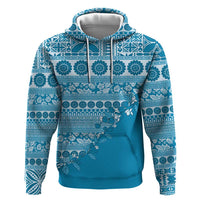 Fiji Marau na Kerisimasi Hoodie Aqua Tagimoucia Tapa Masi Tribal LT9 Pullover Hoodie Aqua - Polynesian Pride