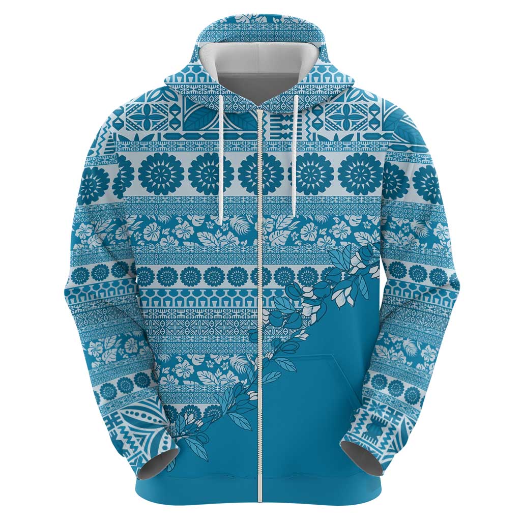 Fiji Marau na Kerisimasi Hoodie Aqua Tagimoucia Tapa Masi Tribal LT9 - Polynesian Pride
