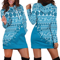 Fiji Marau na Kerisimasi Hoodie Dress Aqua Tagimoucia Tapa Masi Tribal LT9 - Polynesian Pride