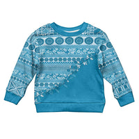 Fiji Marau na Kerisimasi Kid Ugly Christmas Sweater Aqua Tagimoucia Tapa Masi Tribal LT9 Kid Aqua - Polynesian Pride