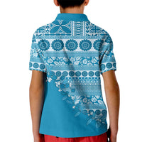 Fiji Marau na Kerisimasi Kid Polo Shirt Aqua Tagimoucia Tapa Masi Tribal LT9 - Polynesian Pride