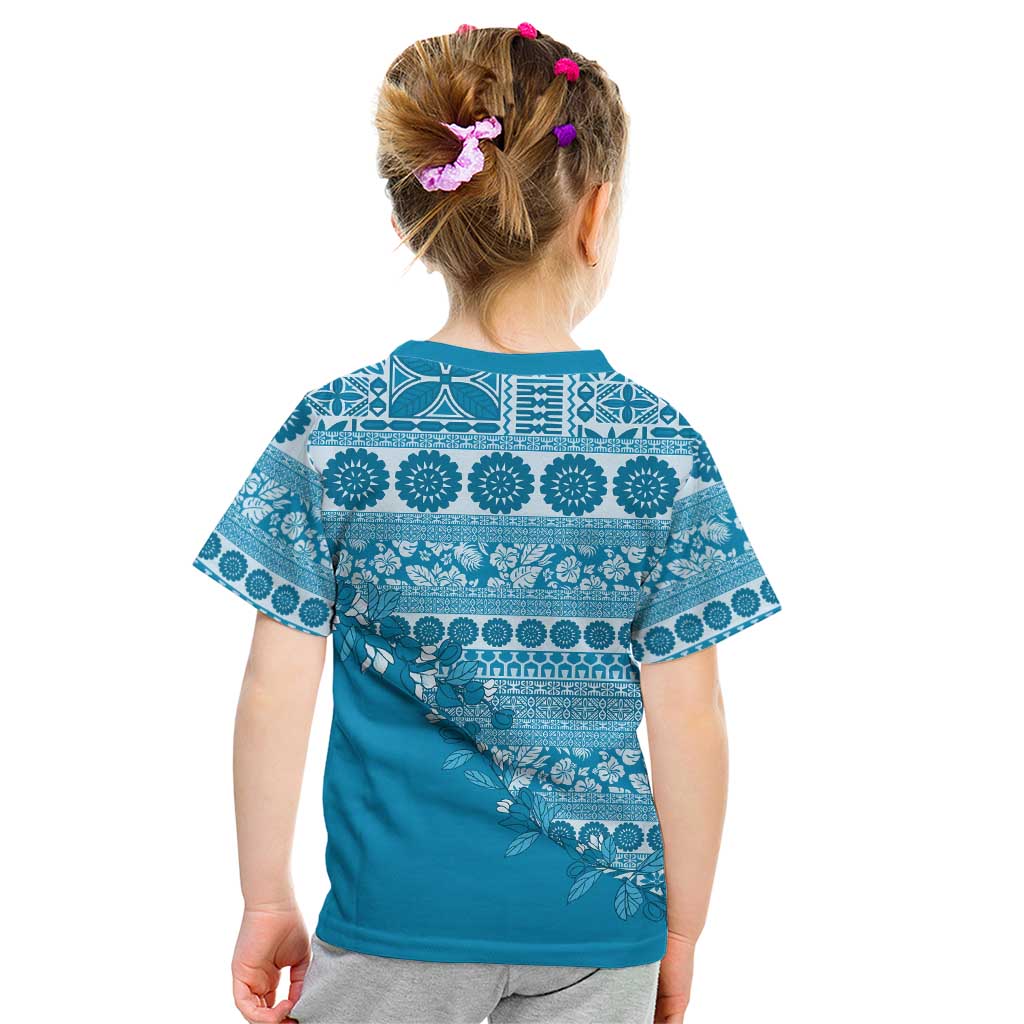 Fiji Marau na Kerisimasi Kid T Shirt Aqua Tagimoucia Tapa Masi Tribal LT9 - Polynesian Pride