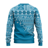 Fiji Marau na Kerisimasi Ugly Christmas Sweater Aqua Tagimoucia Tapa Masi Tribal LT9 - Polynesian Pride