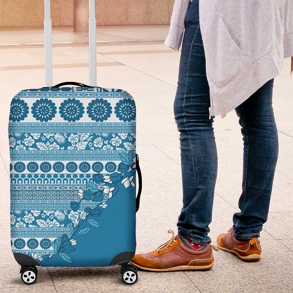 Fiji Marau na Kerisimasi Luggage Cover Aqua Tagimoucia Tapa Masi Tribal LT9 Aqua - Polynesian Pride