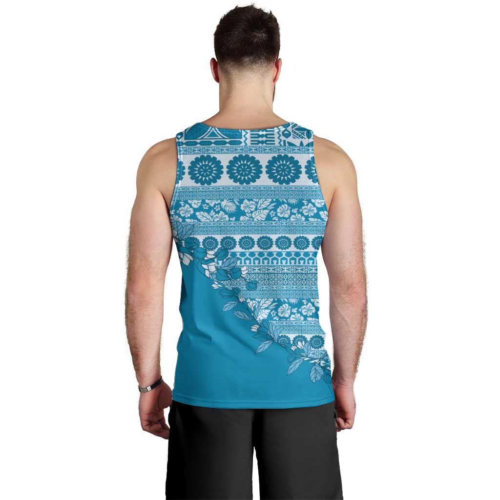 Fiji Marau na Kerisimasi Men Tank Top Aqua Tagimoucia Tapa Masi Tribal LT9 - Polynesian Pride