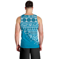 Fiji Marau na Kerisimasi Men Tank Top Aqua Tagimoucia Tapa Masi Tribal LT9 - Polynesian Pride