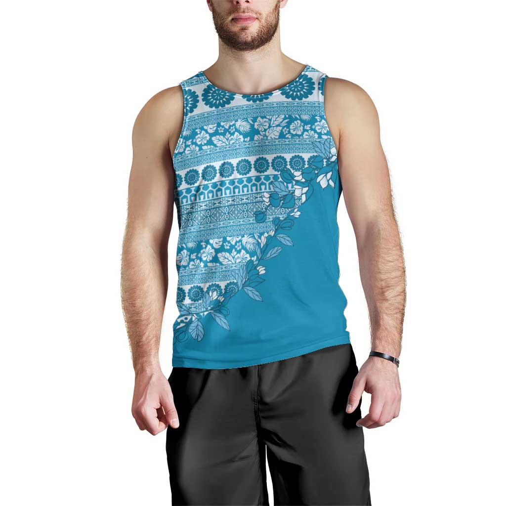 Fiji Marau na Kerisimasi Men Tank Top Aqua Tagimoucia Tapa Masi Tribal LT9 - Polynesian Pride