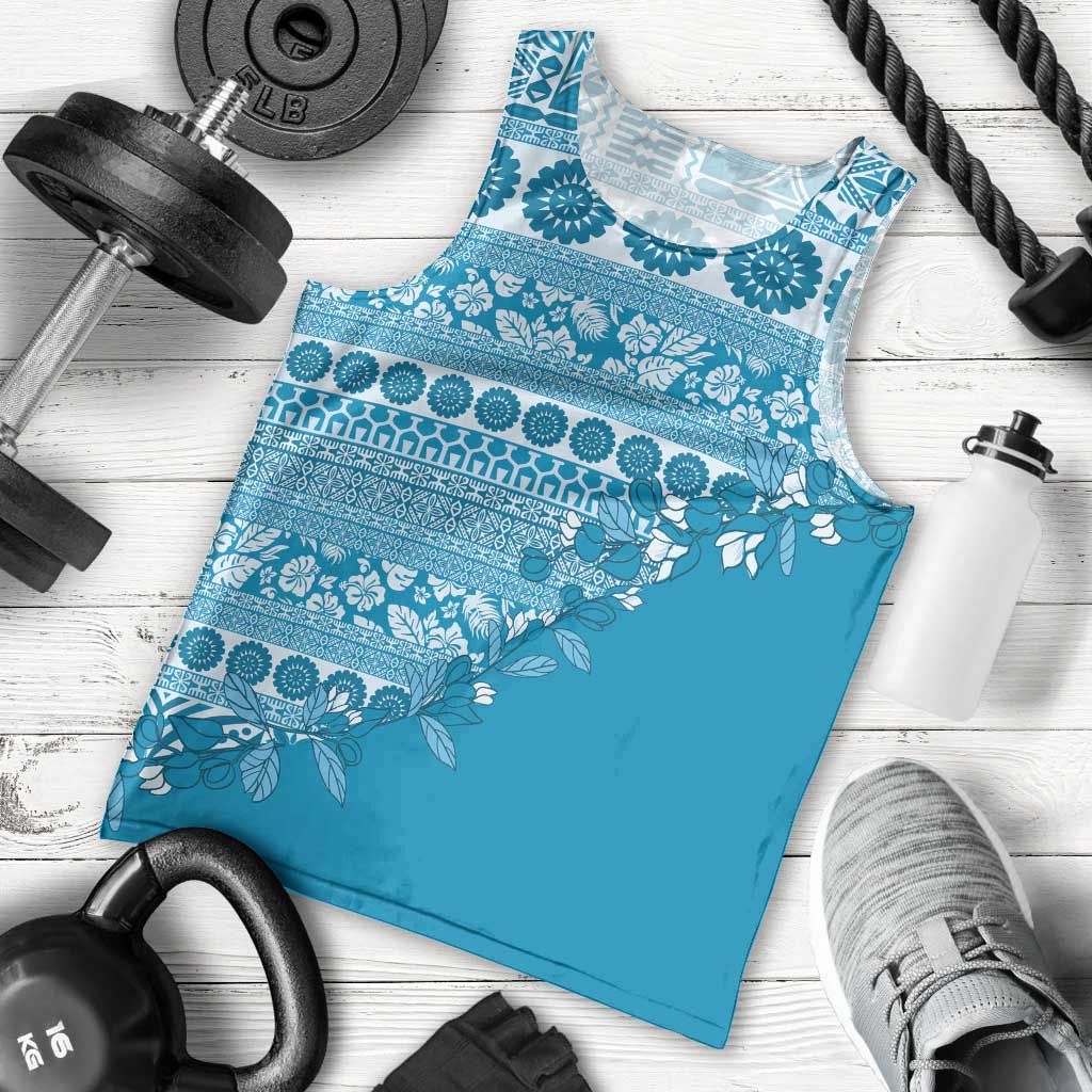 Fiji Marau na Kerisimasi Men Tank Top Aqua Tagimoucia Tapa Masi Tribal LT9 - Polynesian Pride