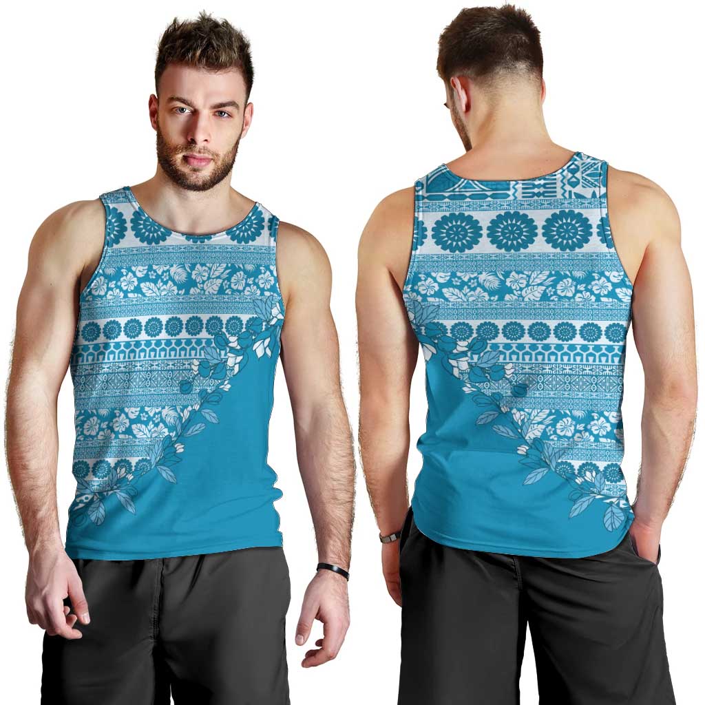Fiji Marau na Kerisimasi Men Tank Top Aqua Tagimoucia Tapa Masi Tribal LT9 - Polynesian Pride