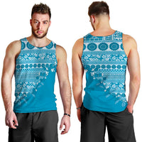 Fiji Marau na Kerisimasi Men Tank Top Aqua Tagimoucia Tapa Masi Tribal LT9 - Polynesian Pride