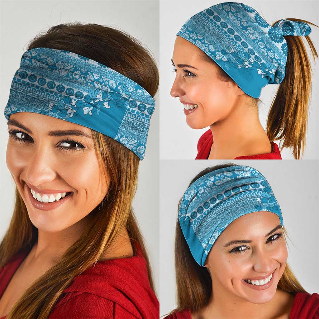 Fiji Marau na Kerisimasi Neck Gaiter Aqua Tagimoucia Tapa Masi Tribal LT9 - Polynesian Pride
