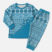 Fiji Marau na Kerisimasi Christmas Pajama Set Aqua Tagimoucia Tapa Masi Tribal LT9 Men Aqua - Polynesian Pride