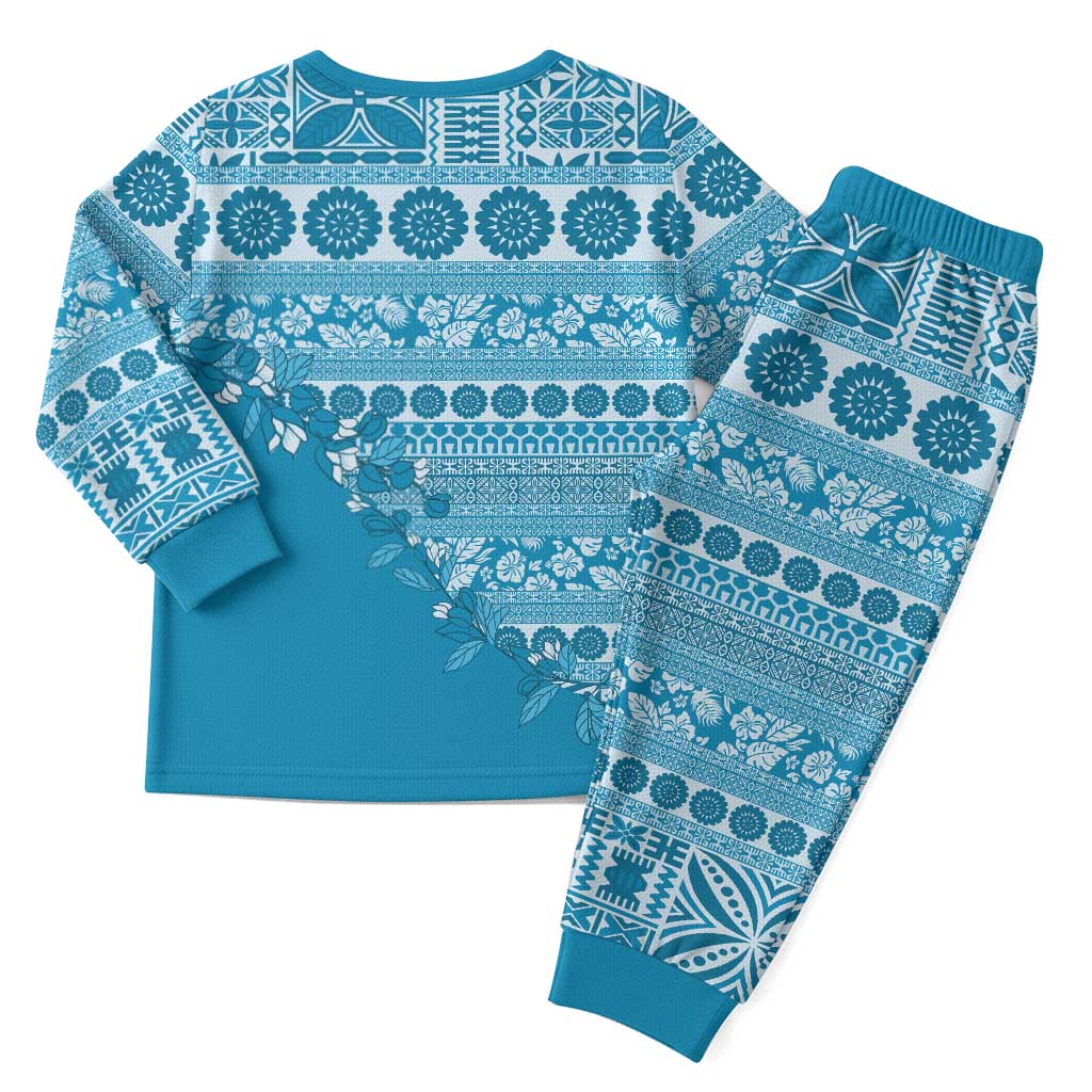Fiji Marau na Kerisimasi Christmas Pajama Set Aqua Tagimoucia Tapa Masi Tribal LT9 - Polynesian Pride