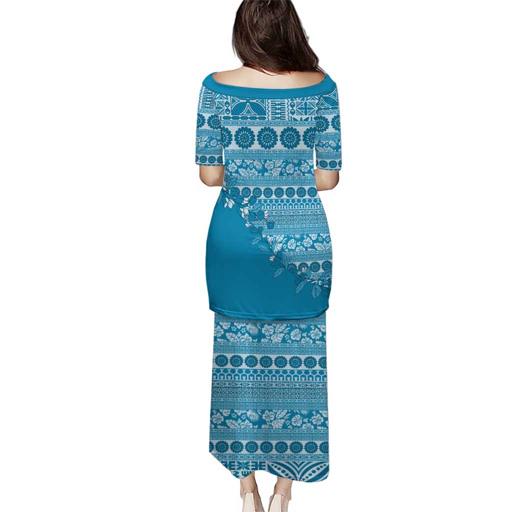 Fiji Marau na Kerisimasi Puletasi Aqua Tagimoucia Tapa Masi Tribal LT9 - Polynesian Pride