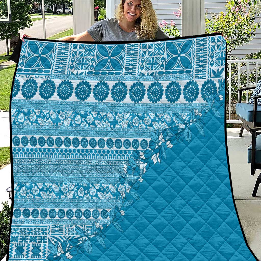 Fiji Marau na Kerisimasi Quilt Aqua Tagimoucia Tapa Masi Tribal LT9 Aqua - Polynesian Pride