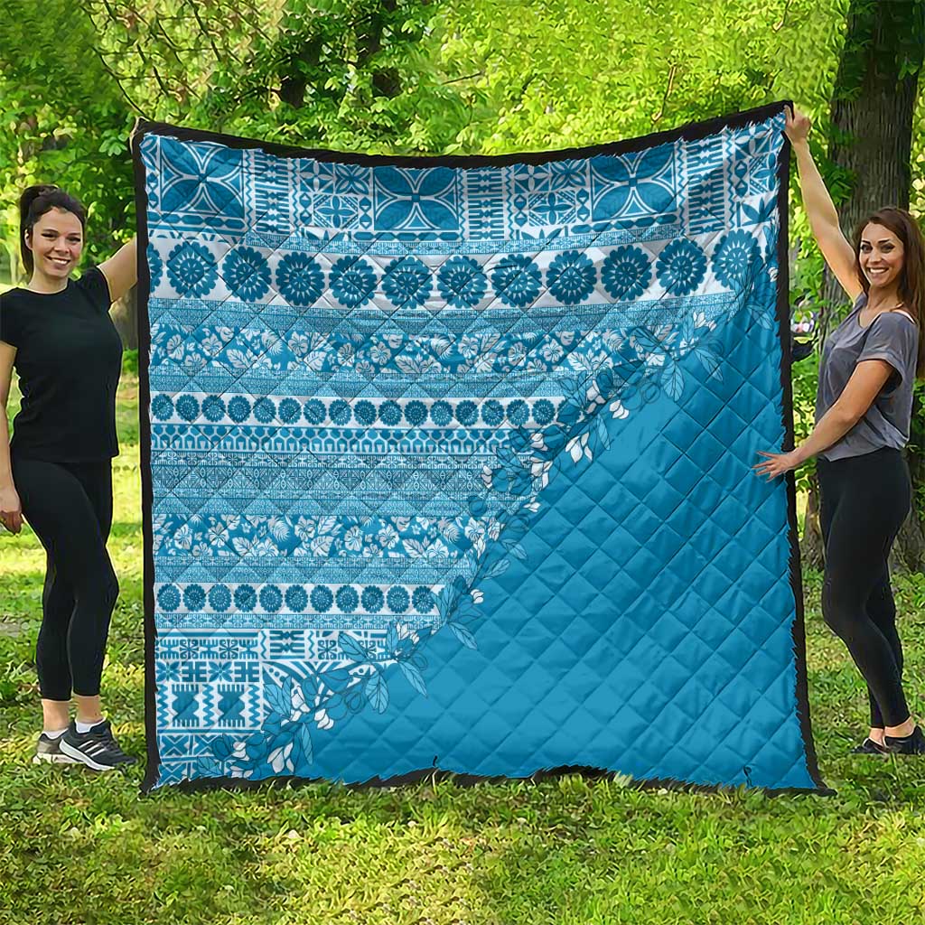 Fiji Marau na Kerisimasi Quilt Aqua Tagimoucia Tapa Masi Tribal LT9 - Polynesian Pride